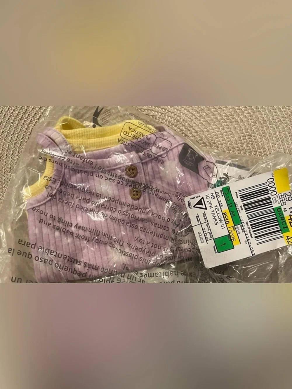 Carter’s Newborn Girls 2 Pc Spaghetti Strap Tank Top Set Purple & Yellow NWT
